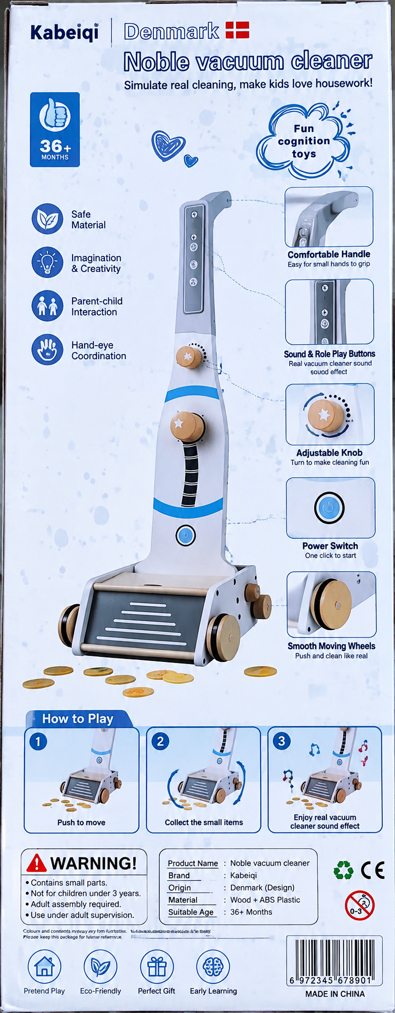Kabeiqi Denmark Noble Kids Pretend Play Vacuum Cleaner Toy – 36+ Months