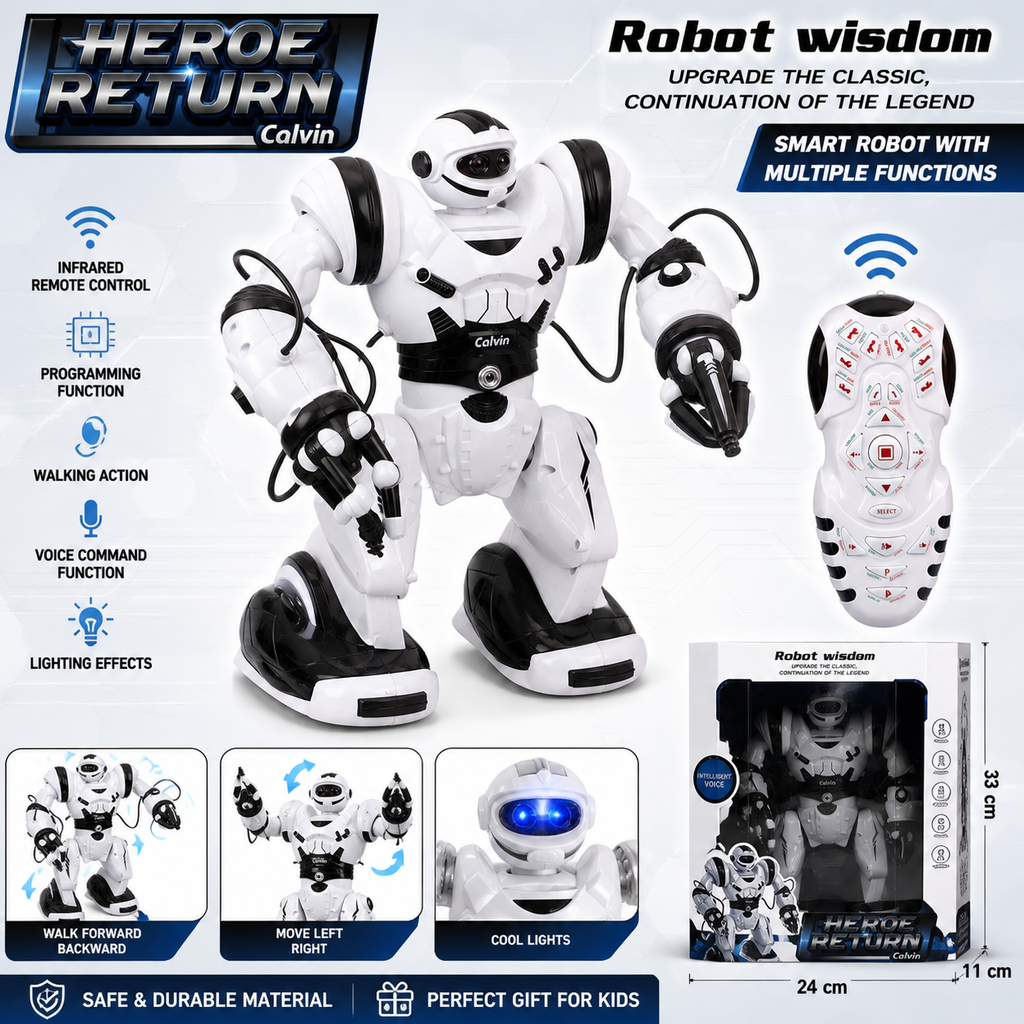 Hero Return Calvin Remote Control Robot Toy with Lights & Sounds for Kids