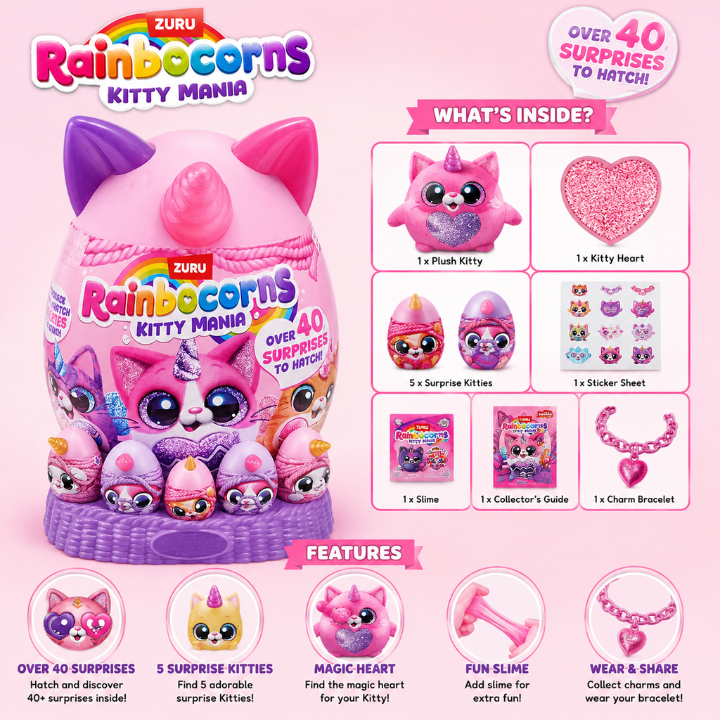 ZURU Rainbocorns Kitty Mania Surprise Egg – Over 40 Surprises to Hatch