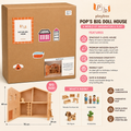 Playbox Pop’s Big Wooden Doll House with Furniture & Accessories for Kids