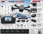 Skyhawk Foldable Nano Drone with Dual Camera, Optical Flow & Display Remote Controller