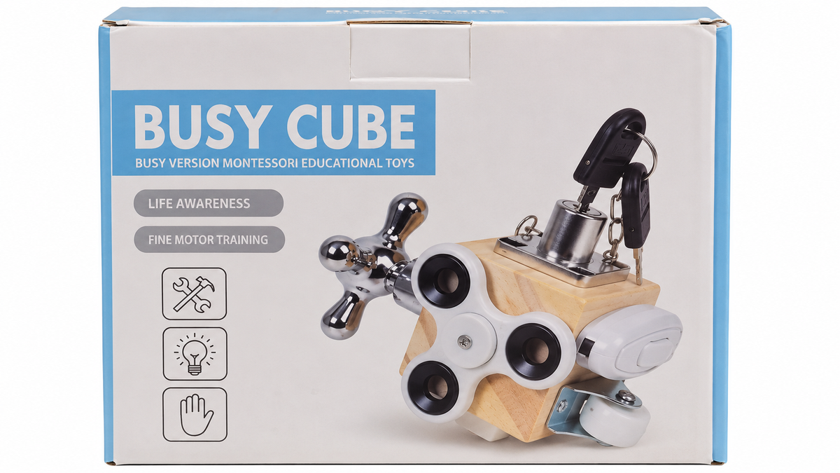 Busy Cube Montessori Educational Toy for Kids – Fine Motor Skills & Life Skills Activity