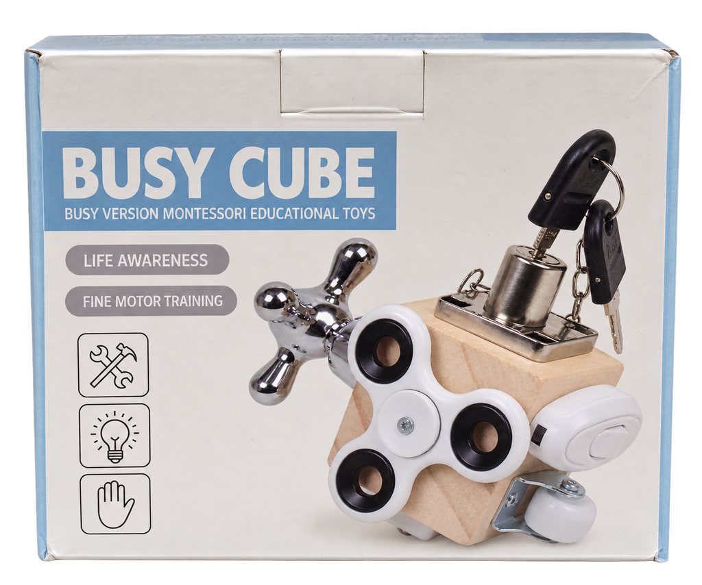 Busy Cube Montessori Educational Toy for Kids – Fine Motor Skills & Life Skills Activity
