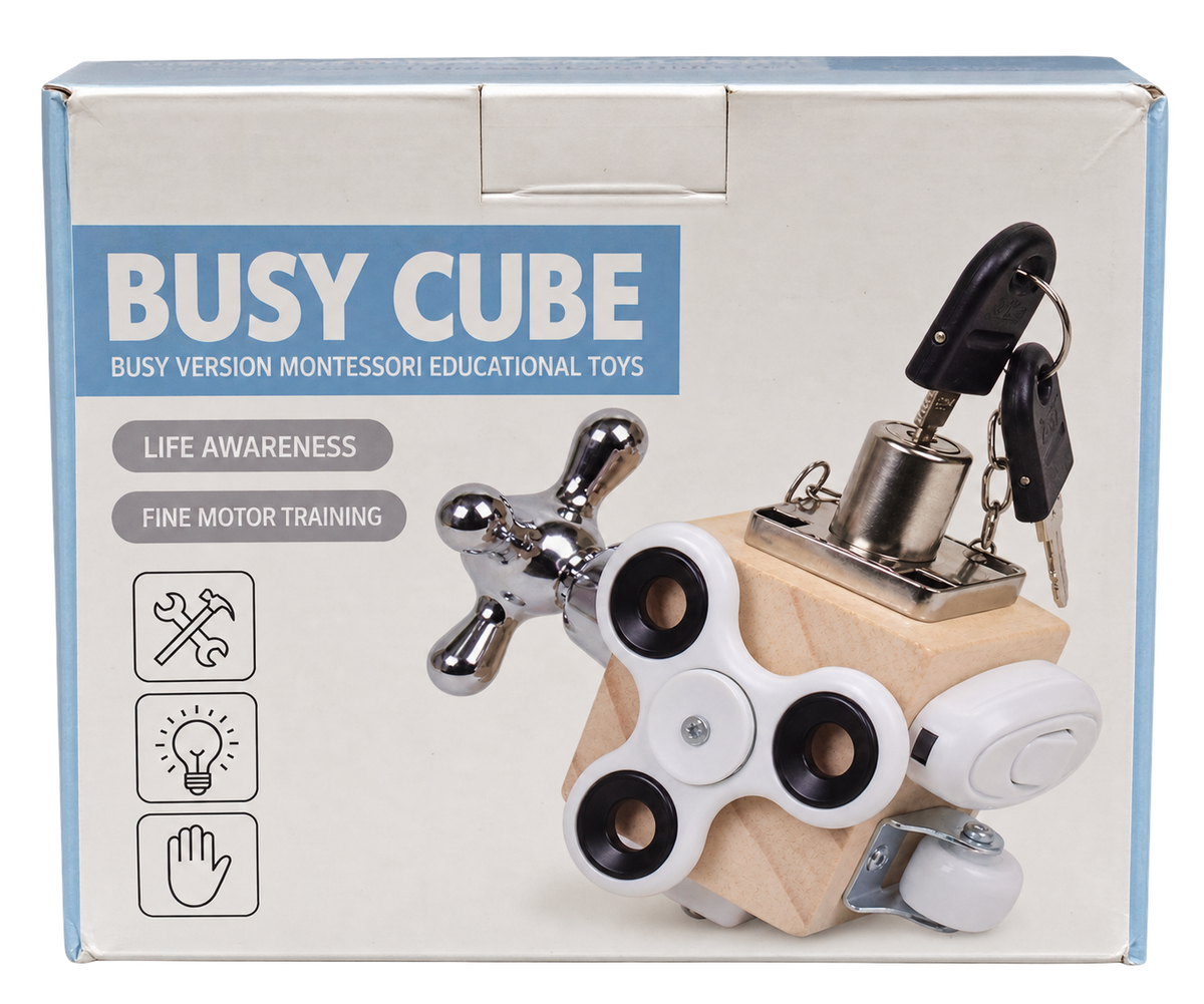 Busy Cube Montessori Educational Toy for Kids – Fine Motor Skills & Life Skills Activity