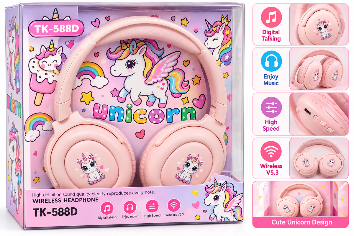 Unicorn Wireless Headphones for Kids – TK-588D Bluetooth Headset