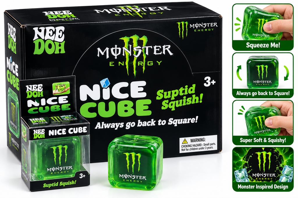 Monster Energy Nice Cube Squishy Toy – Soft Squeeze Fidget Toy, 1 Piece