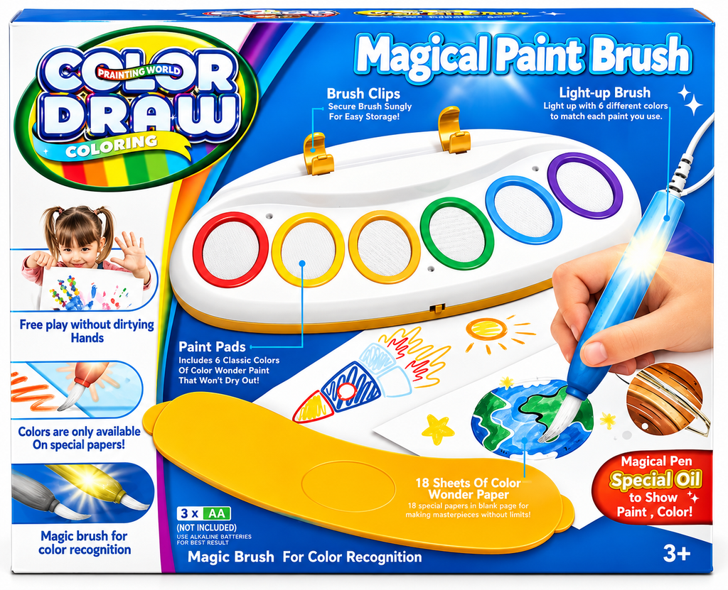 Color Draw Magical Paint Brush – Light-Up Creative Coloring & Painting Set for Kids