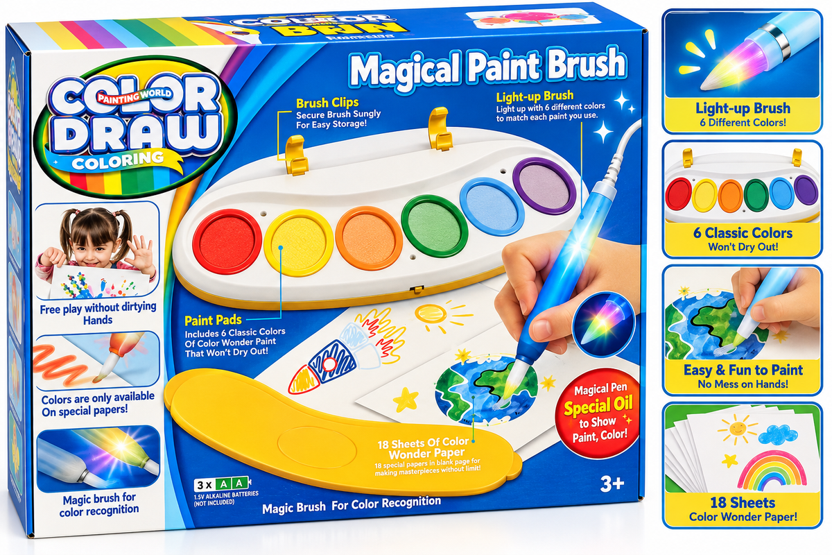 Color Draw Magical Paint Brush – Light-Up Creative Coloring & Painting Set for Kids