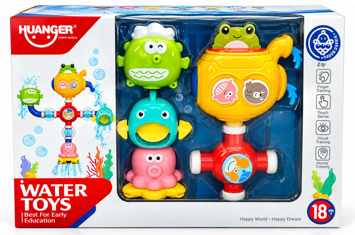 HUANGER Water Toys Bath Toy Set | Interactive Animal Water Play Toys for Babies – 18+ Months
