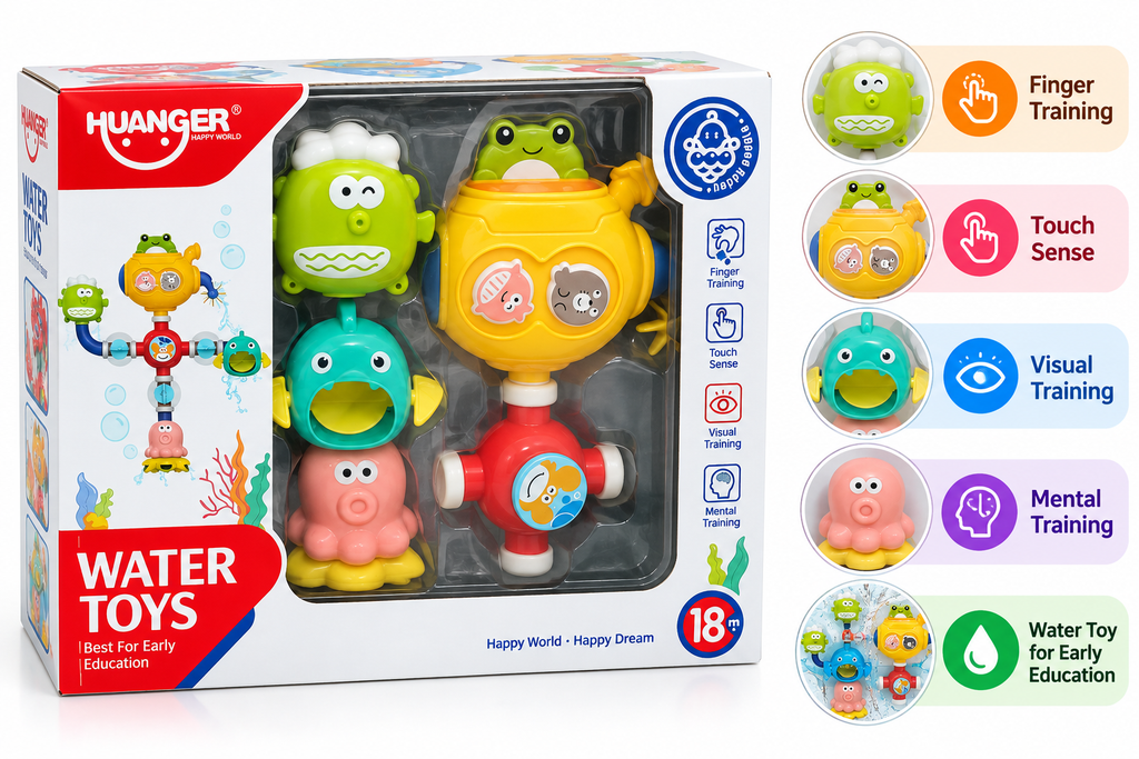 HUANGER Water Toys Bath Toy Set | Interactive Animal Water Play Toys for Babies – 18+ Months
