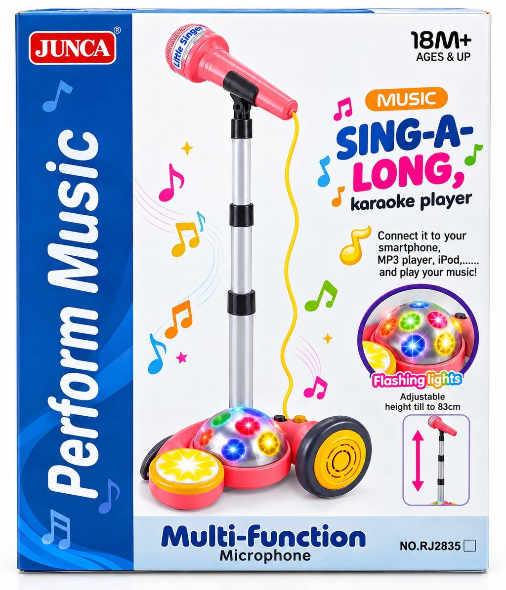 Performance Music Sing-Along Karaoke Player with Adjustable Microphone, Flashing Lights & Music Player for Kids, 18 Months+