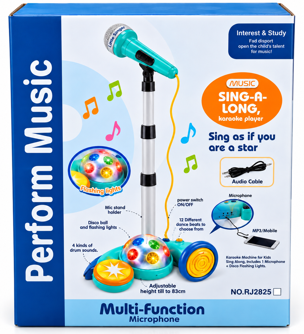 Performance Music Sing-Along Karaoke Player with Adjustable Microphone, Flashing Lights & Music Player for Kids, 18 Months+
