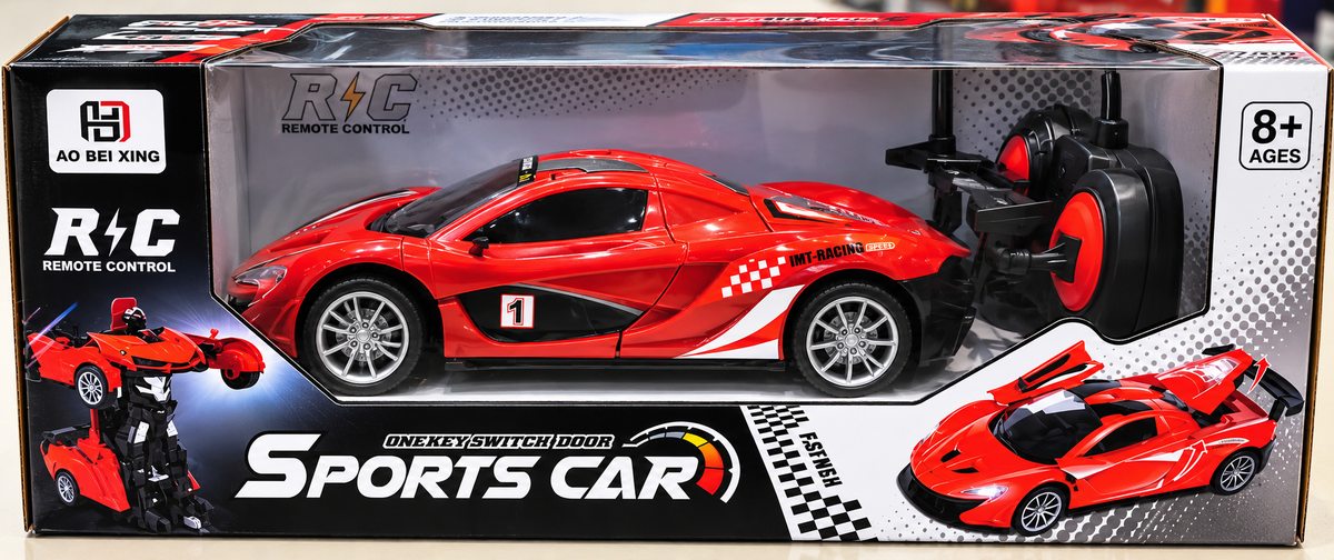 Sports Car Remote Control Remote Control Toy with One-Key Switch Door, Transforming Design & Racing Style, Assorted Color, 8 Years+