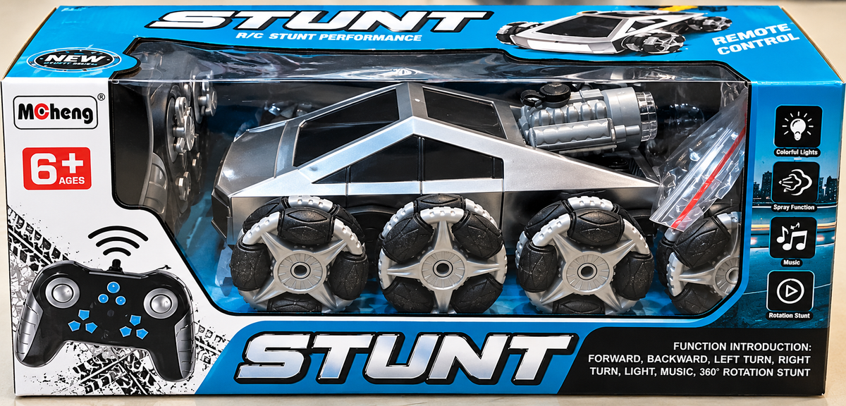 McCheng Stunt Remote Control Car with 360° Rotation, Lights & Music, Assorted Color – 6+ Years