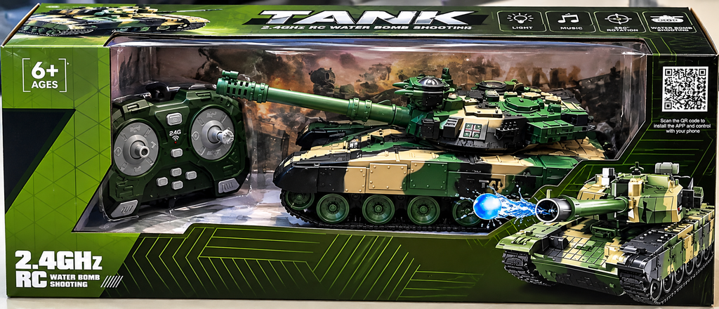 2.4GHz Remote Control Military Tank with Water Bomb Shooting & Remote Control – 6+ Years