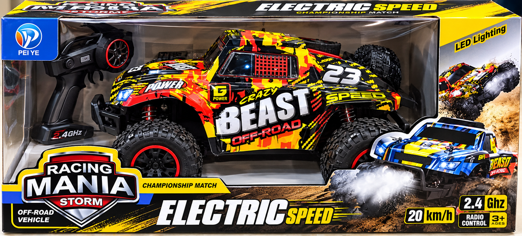 Electric Speed Off-Road RC Car with 2.4GHz Remote Control, LED Lights & 20 km/h Speed – 3+ Years