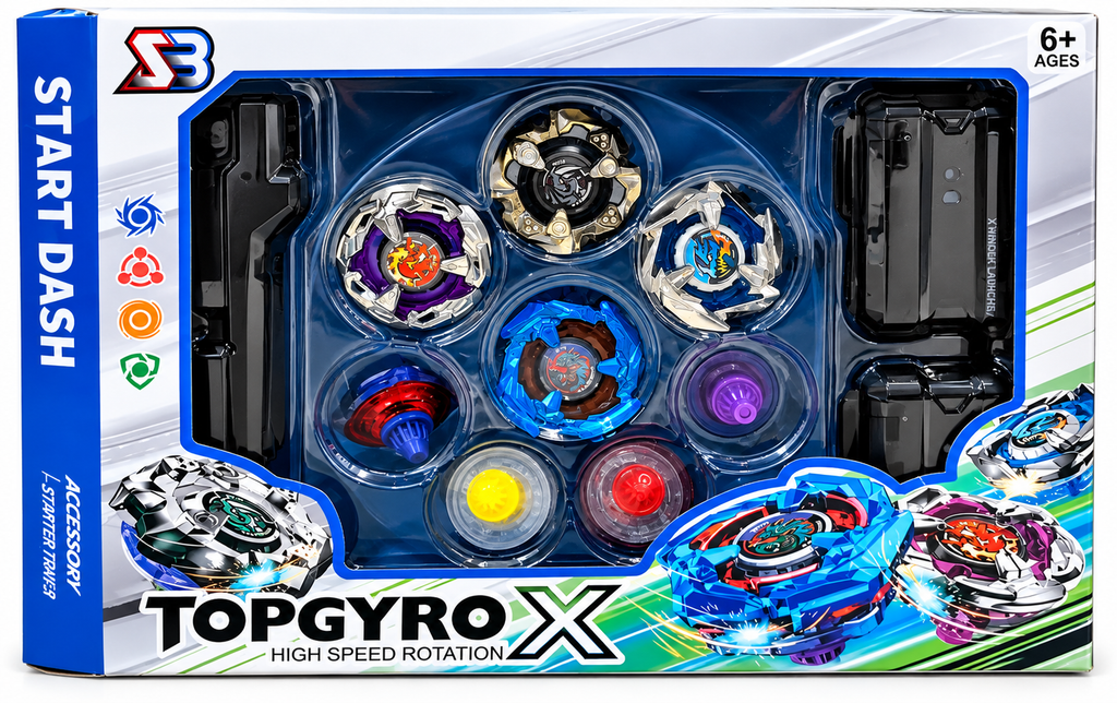 Top Gyro X Beyblade-Style Battle Set with Launchers & Spinners – 6+ Years