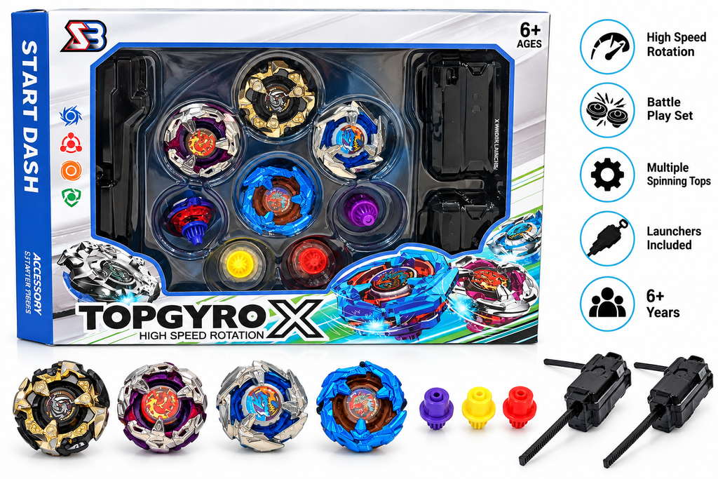 Top Gyro X Beyblade-Style Battle Set with Launchers & Spinners – 6+ Years