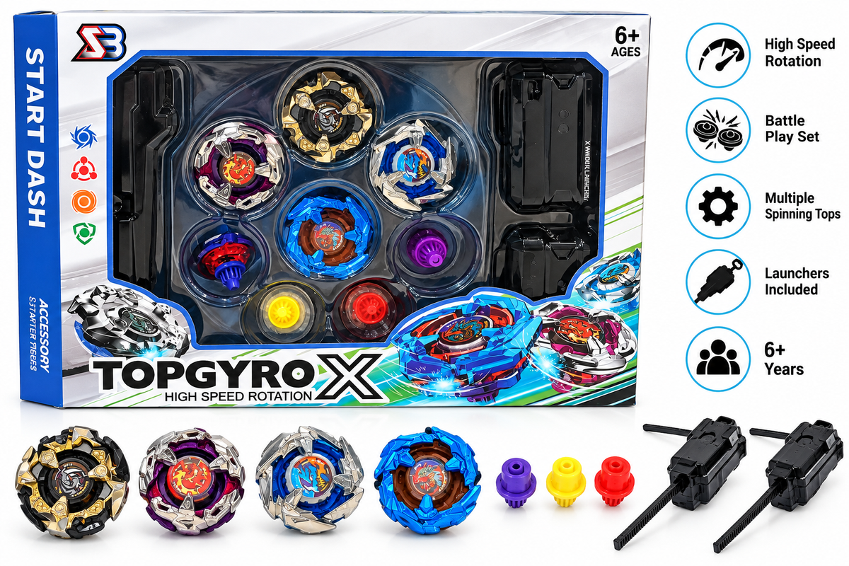 Top Gyro X Beyblade-Style Battle Set with Launchers & Spinners – 6+ Years