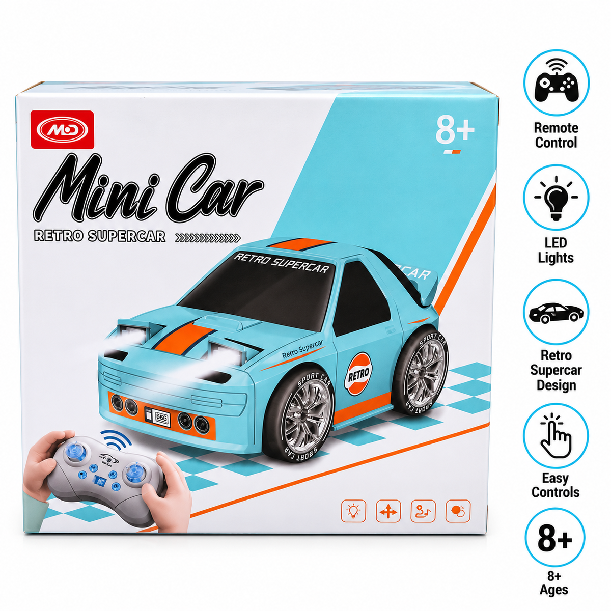 Mini Car Retro Supercar RC Remote Control Car for Kids – 8+ Years