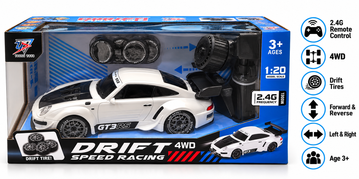GT3 RS 4WD Remote Control Drift Car – 2.4GHz Remote Control Sports Racing Car with Drift Tires