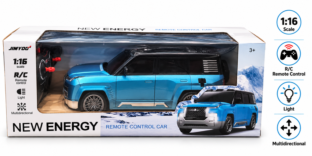 JIMYO New Energy 1:16 Scale Remote Control Car with Lights & Multi-Directional Movement