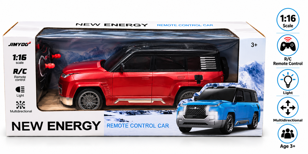 JIMYO New Energy 1:16 Scale RC Remote Control Car with Lights & Multi-Directional Movement
