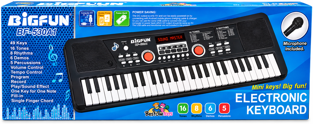 BIGFUN BF-530A1 49-Key Electronic Keyboard with Microphone