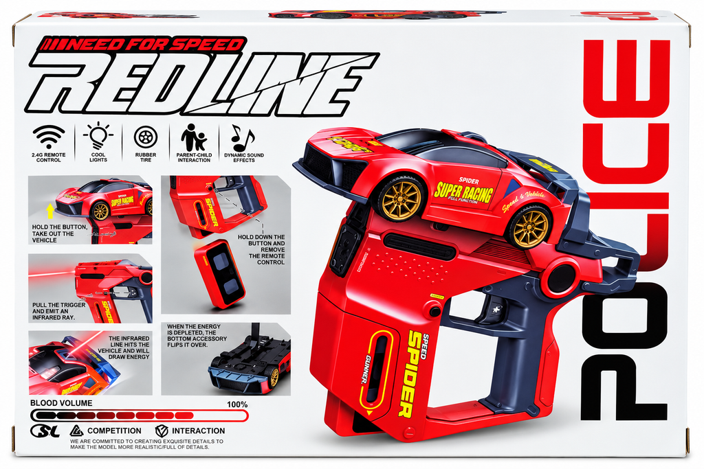 3-in-1 2.4GHz Remote Control Racing Car with Light Effects & Launcher Mode