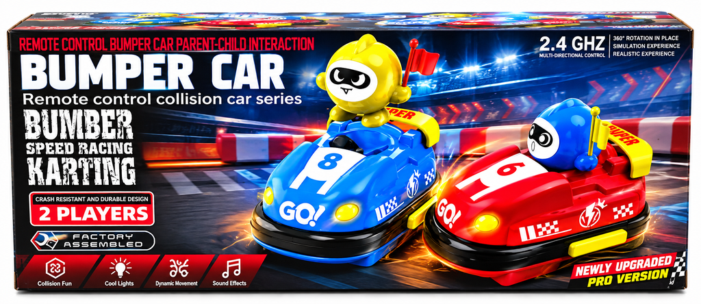 Remote Control 2.4GHz Bumper Car Set – 2 Player Football Racing & Collision Cars