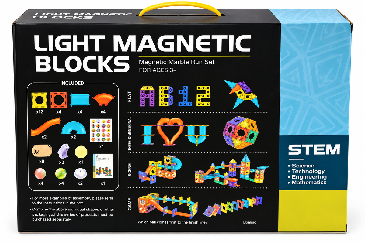 Light Magnetic Blocks 49 Pcs Magnetic Marble Run STEM Construction Set