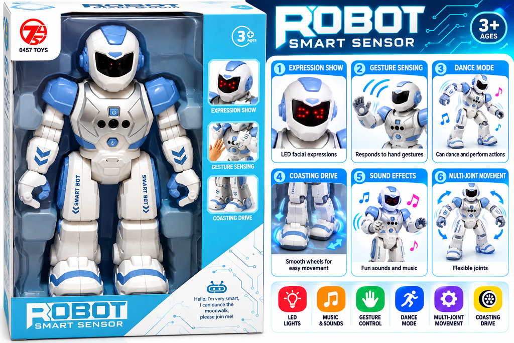 Smart Sensor Robot Toy with Gesture Sensing, Expression Show & Coasting Drive | Interactive Robot for Kids 3+ Years