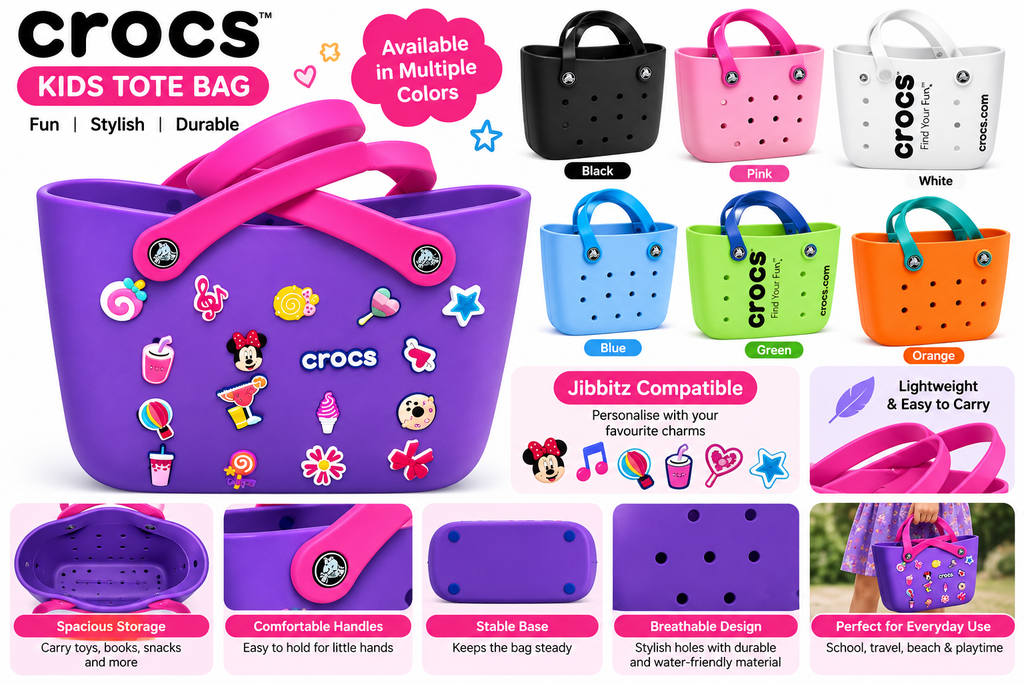 Crocs Kids Tote Bag – Multicolor Assorted Colors