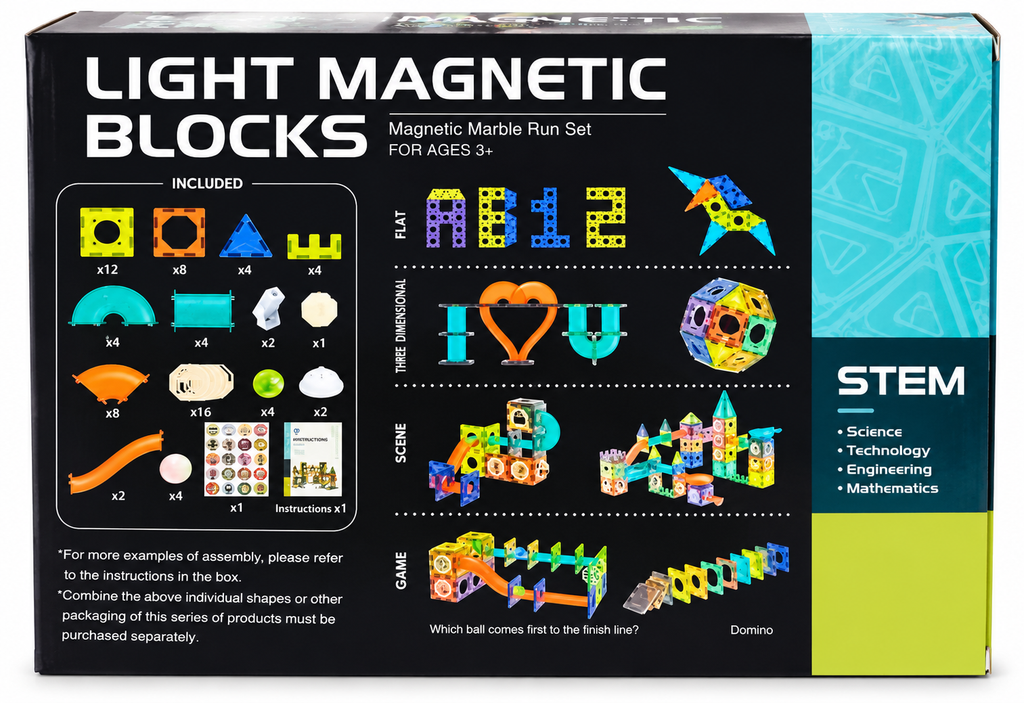 DIGE Light Magnetic Blocks 75 Pcs – Magnetic Marble Run STEM Set