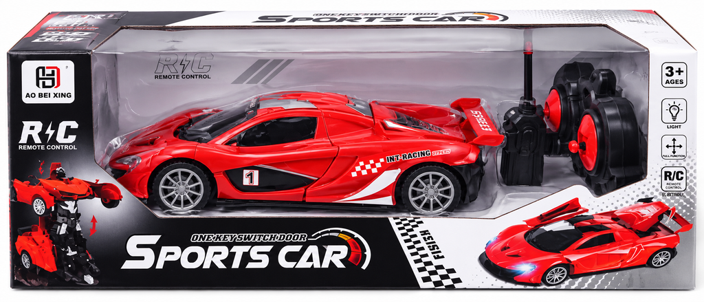 Remote Control Sports Car with One-Key Switch Door – Red