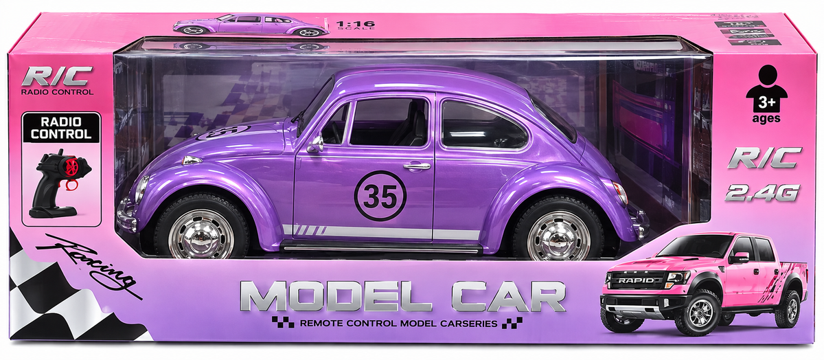 Remote Control Vintage Beetle Car for Kids 3+ Years – Purple