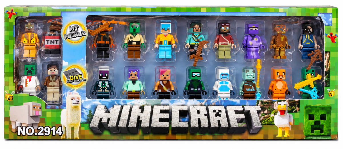 Minecraft Building Block Style Action Figure Set – 16+ Figures