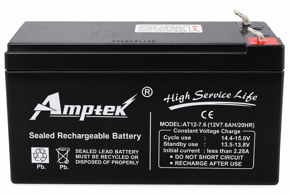 Amptek AT12-7.6 12V 7.6Ah Sealed Rechargeable Lead Acid Battery For Battery oprated Car