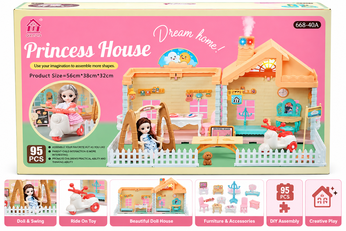 Princess House Dream Home Building Set 95 Pcs – Doll House Construction Toy