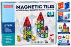 Maru & Sons Magnetic Tiles Rolling Ball Building Blocks 45 Pcs STEM Construction Set for Kids 3+
