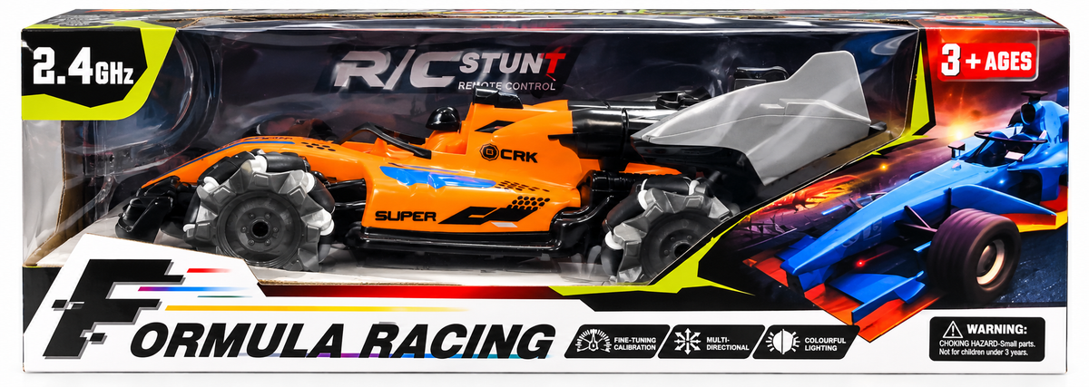 2.4GHz Remote Control Formula Racing Car Stunt Toy with Lights for Kids 3+ Years