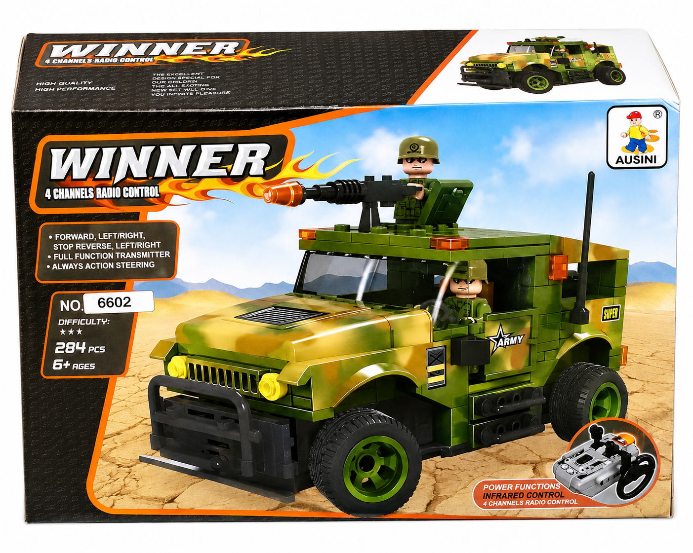 Ausini Winner 284 Pcs 4-Channel RC Army Jeep Building Blocks Set – 6602