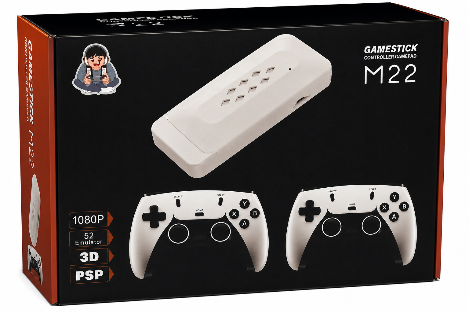 M22 Retro Game Stick Console with Dual Wireless Controllers – 1080P HD Gaming