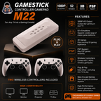 M22 Retro Game Stick Console with Dual Wireless Controllers – 1080P HD Gaming