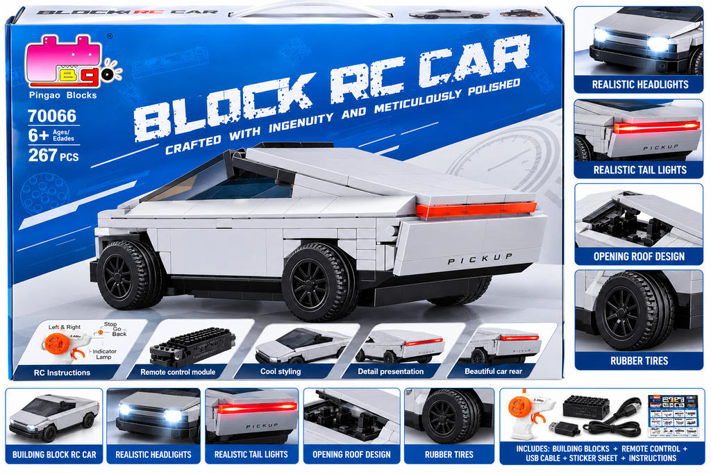 Pingao Blocks RC Pickup Truck Building Set with Remote Control
