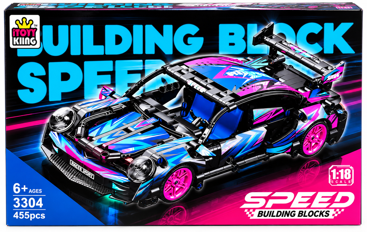 Toy King Speed Building Blocks Sports Car – 455 Pcs, 1:18 Scale