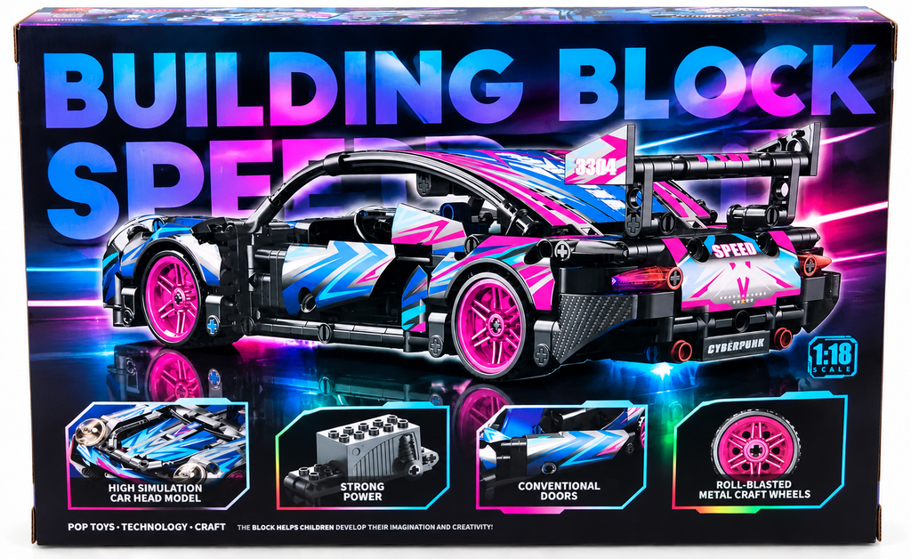 Toy King Speed Building Blocks Sports Car – 455 Pcs, 1:18 Scale