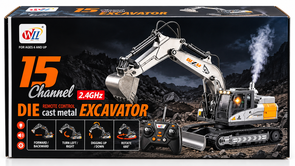 WL 15 Channel 2.4GHz Remote Control Die-Cast Metal Excavator