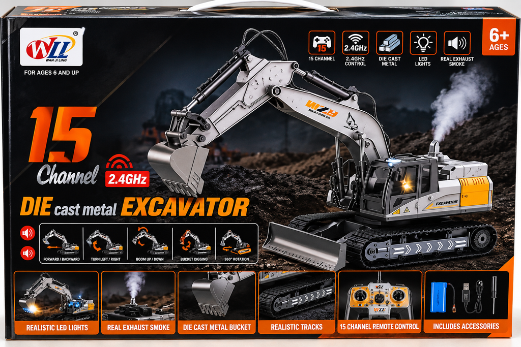 WL 15 Channel 2.4GHz Remote Control Die-Cast Metal Excavator