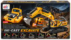 WL 15 Channel 2.4GHz Remote Control Die-Cast Excavator with Light & Sound